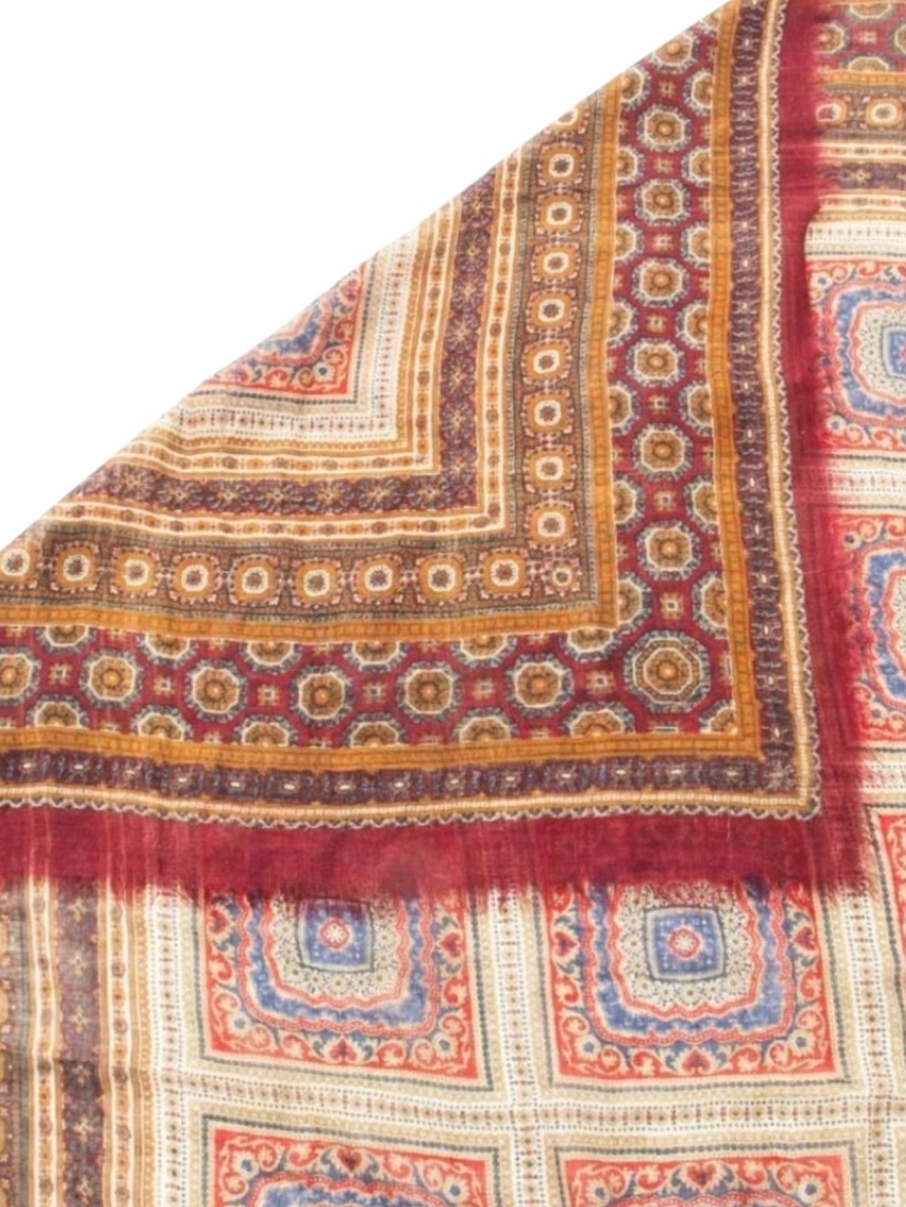 VINTAGE Yves Saint Laurent Oversized Square Scarf Shawl Tile Medallion Geometric